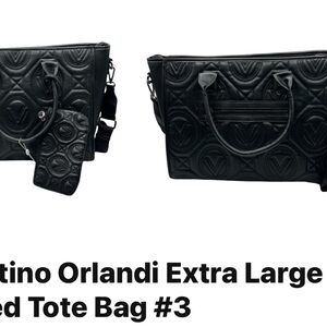 Valentino Orlandi Black Quilted Handbag Set